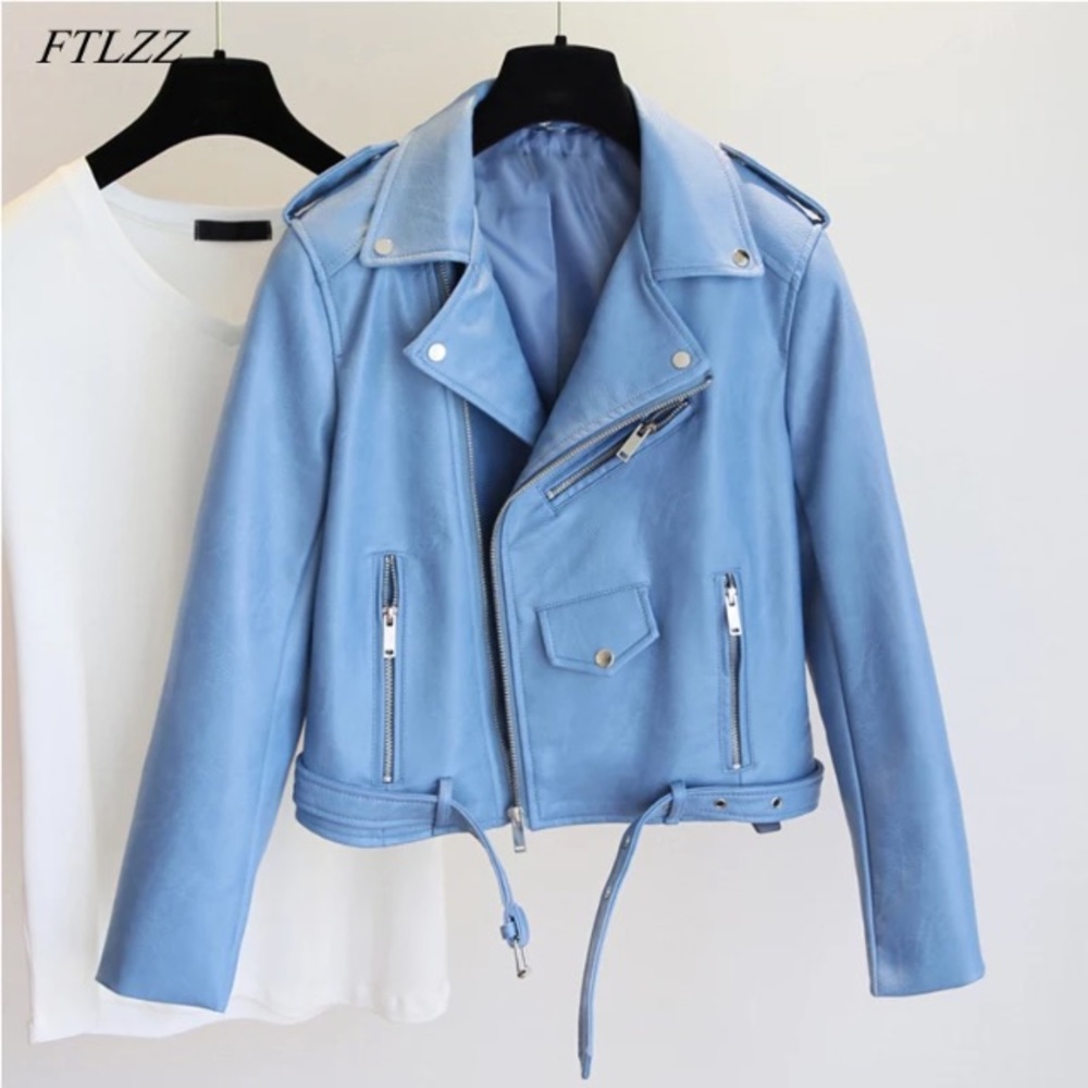 Dusty Blue Leather Jacket - Picture 2 of 4